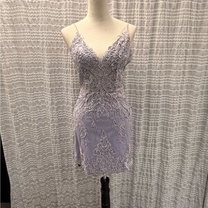 Lace Spaghetti Strap Mini Dress in Lavender